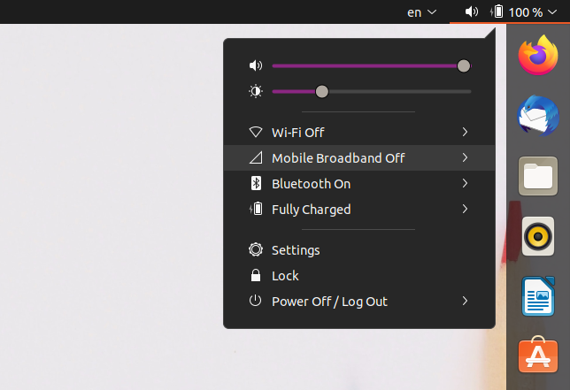 Mobile Broadband - Ubuntu System Tray